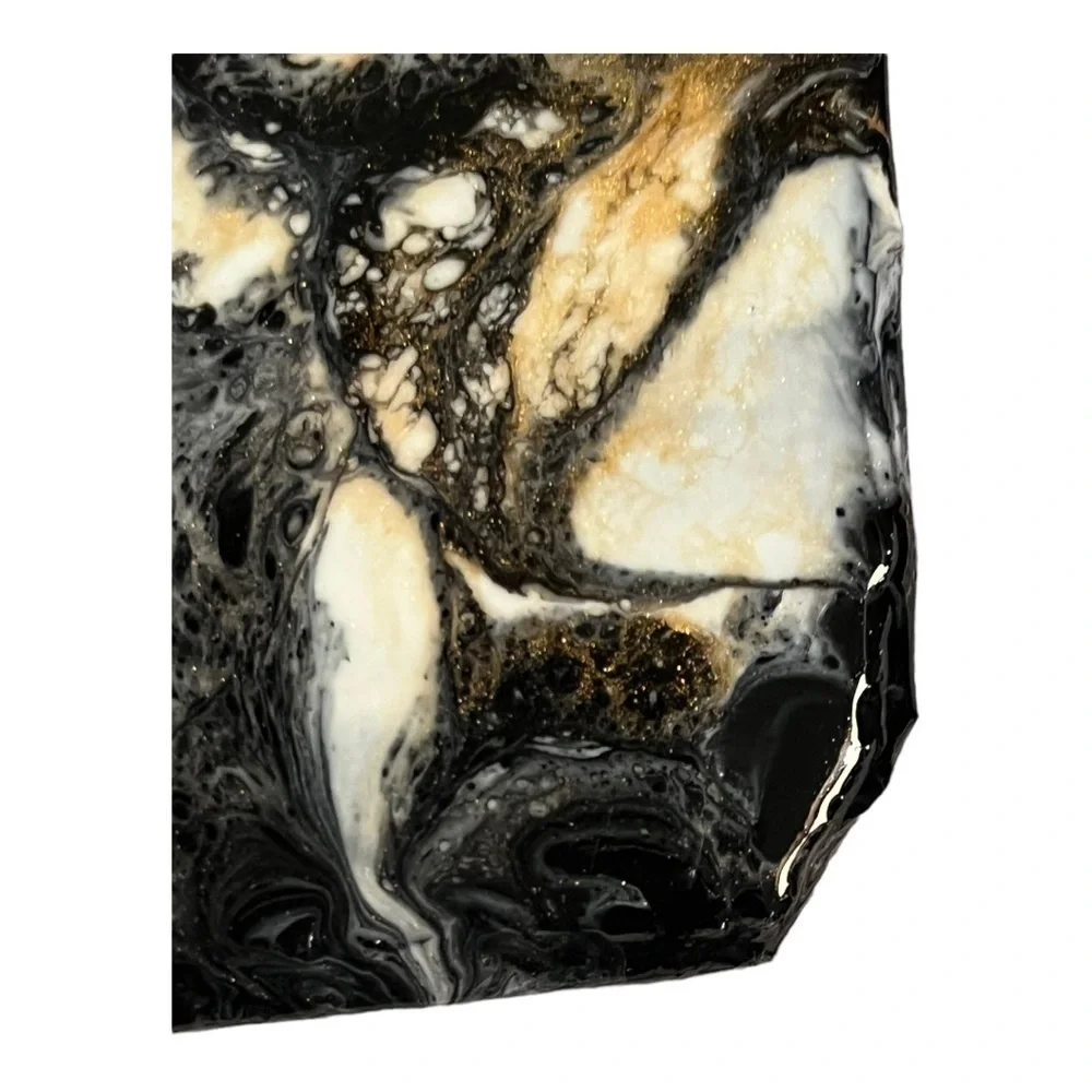 MARBLED resin coated slate Coasters set of 4